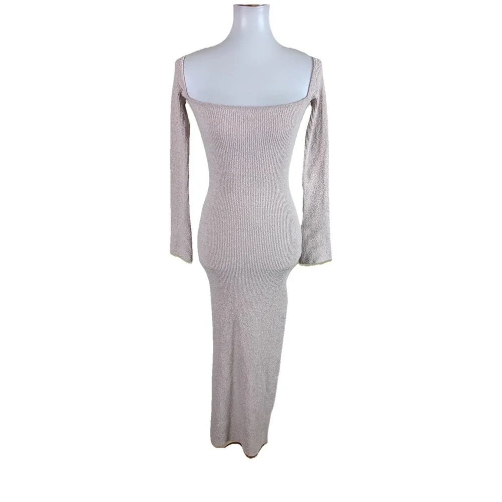beige bodycon maxi dress Cupshe Sleeveless Perforated Maxi Cover-Up - Apricot